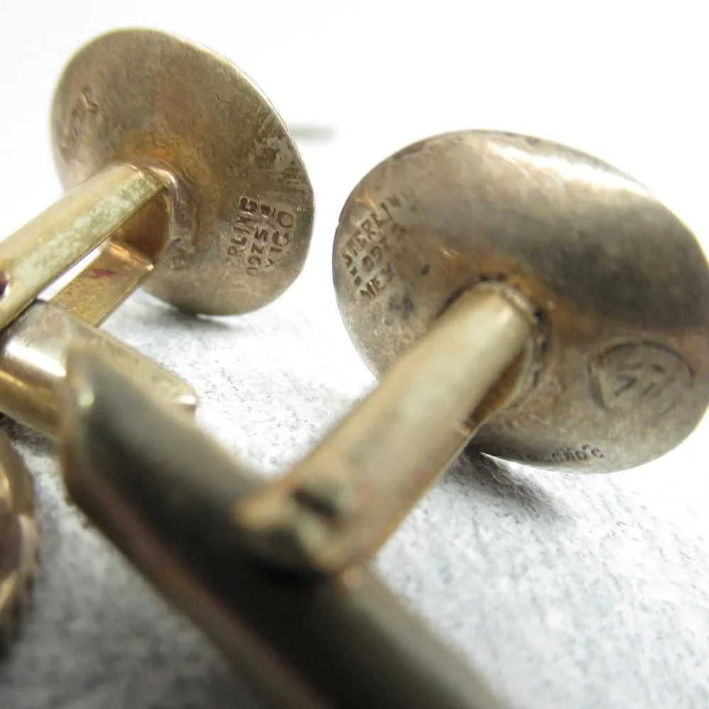 Vintage Sterling Sombrero Cuff Links snd tie tack